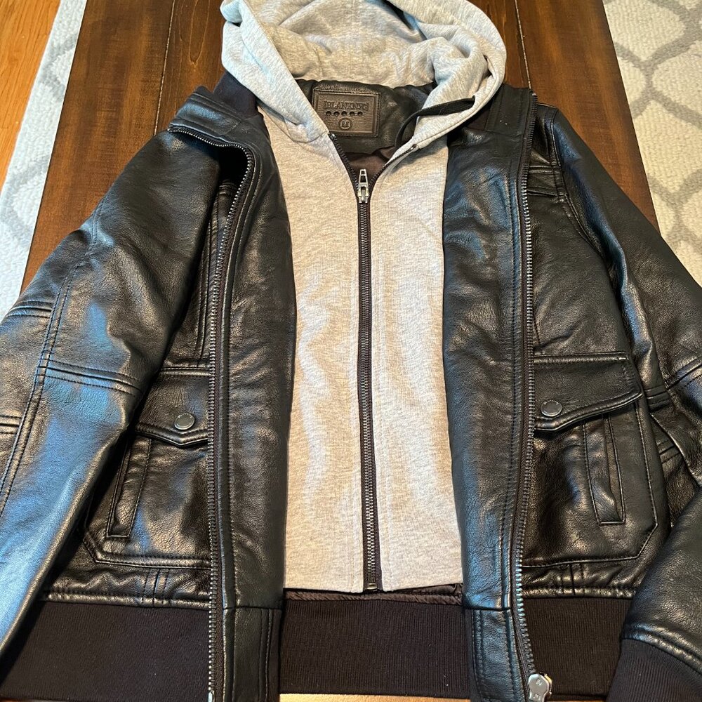 women blank nyc faux leather moto jacket-two layers